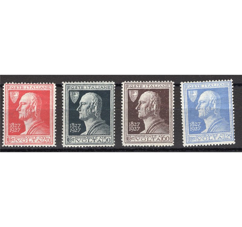 1927 - Volta, serie n° 210/13 con ottima centratura. Cert.: Biondi. Cat. € 340 (**)