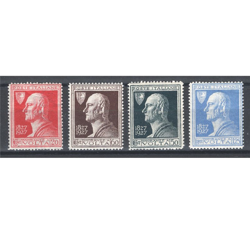 1927 - Volta con filigrana corona coricata sinistra compreso il raro 20 c. carminio, serie n° 210/13. Cert.: IC (**)