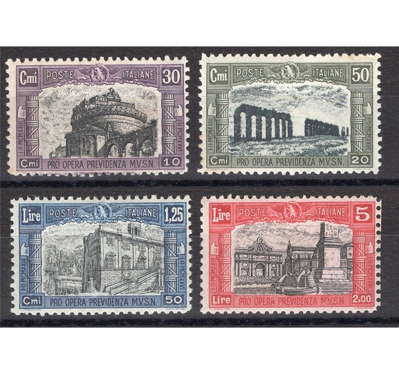 1928 - Milizia II, serie n° 220/23. Cert.: IC. Cat. € 450 (**)