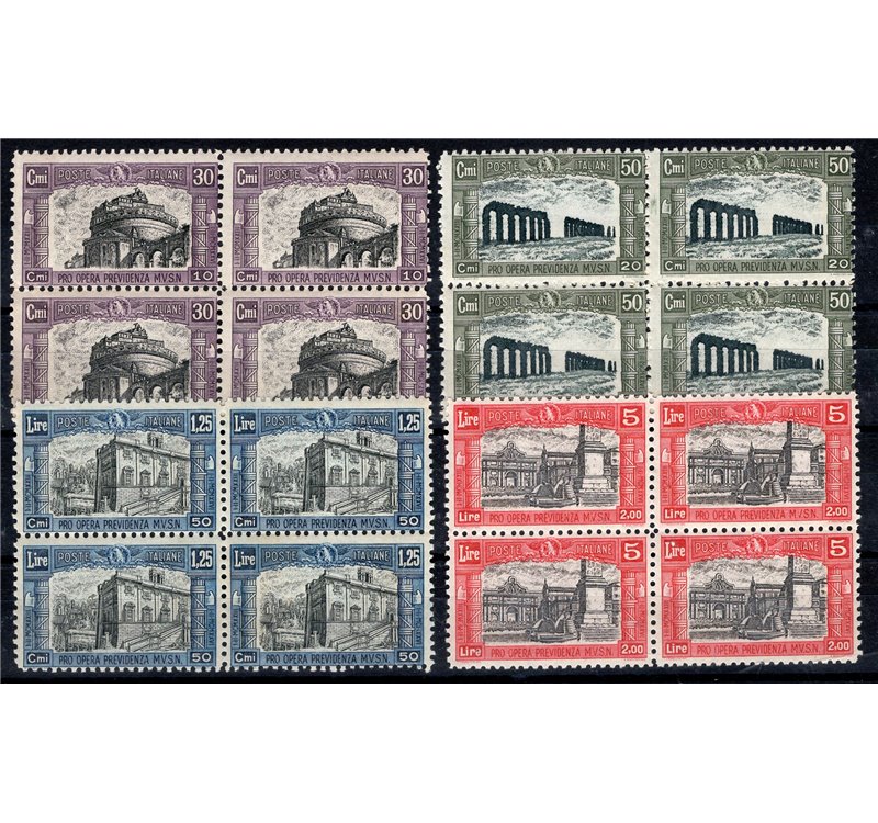 1928 - Milizia II, serie n° 220/23 in quartina. Cert.: Biondi. Cat. € 2.250 (**)