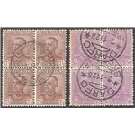 1928 - Emanuele Filiberto 7½ c. e 50 c. tipo Parmeggiani, serie n° 224/25 in quartina. Cat. € 450 (**)