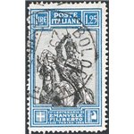1928 - Emanuele Filiberto 1,25 £ azzurro e nero dent. lineare 13¾, n° 235/I. Cert.: IC. Cat. € 1.800 (U)