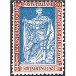 1928 - Emanuele Filiberto 20 c. bruno e oltremare dent. 13¾ a sinistra e 11 gli altri tre lati, n° 226f. Firm.: AD - ED. Cert.: 