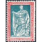 1928 - Emanuele Filiberto 25 c. carminio e verde dent. 13¾ a destra e 11 gli altri tre lati, n° 227f. Firm.: Raybaudi - Chia. Ce