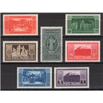 1929 - Montecassino, serie n° 262/68 con ottima centratura. Cert.: Biondi. Cat. € 300 (**)