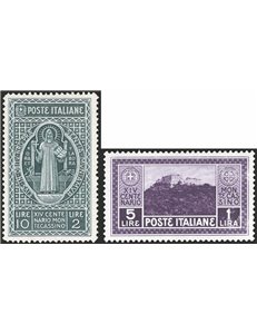 1929 - Montecassino, serie n° 262/68. Cat. € 150 (**)