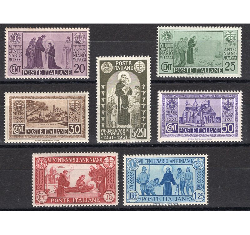 1931 - S. Antonio, serie n° 292/98 con ottima centratura. Cert.: Biondi. Cat. € 600 (**)