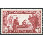 1931 - S. Antonio 75 c. dent. 12, n° 299 con ottima centratura. Cert.: Biondi. Cat. € 1.125 (**)