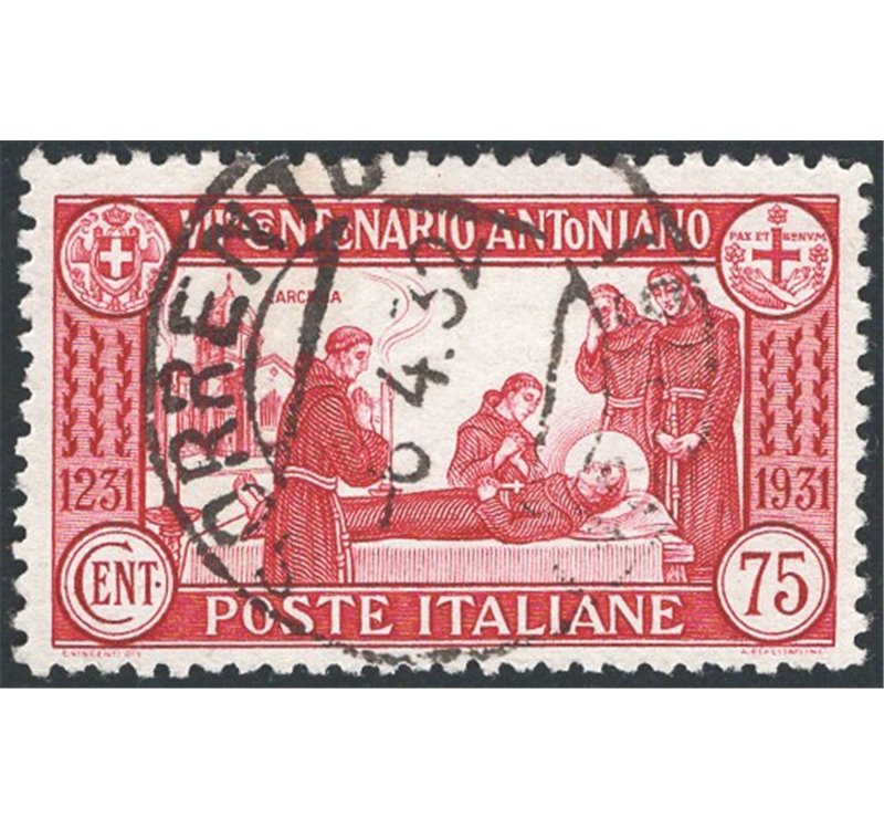 1931 - S. Antonio 75 c. dent. 12, n° 299. Cert.: IC. Cat. € 725 (U)