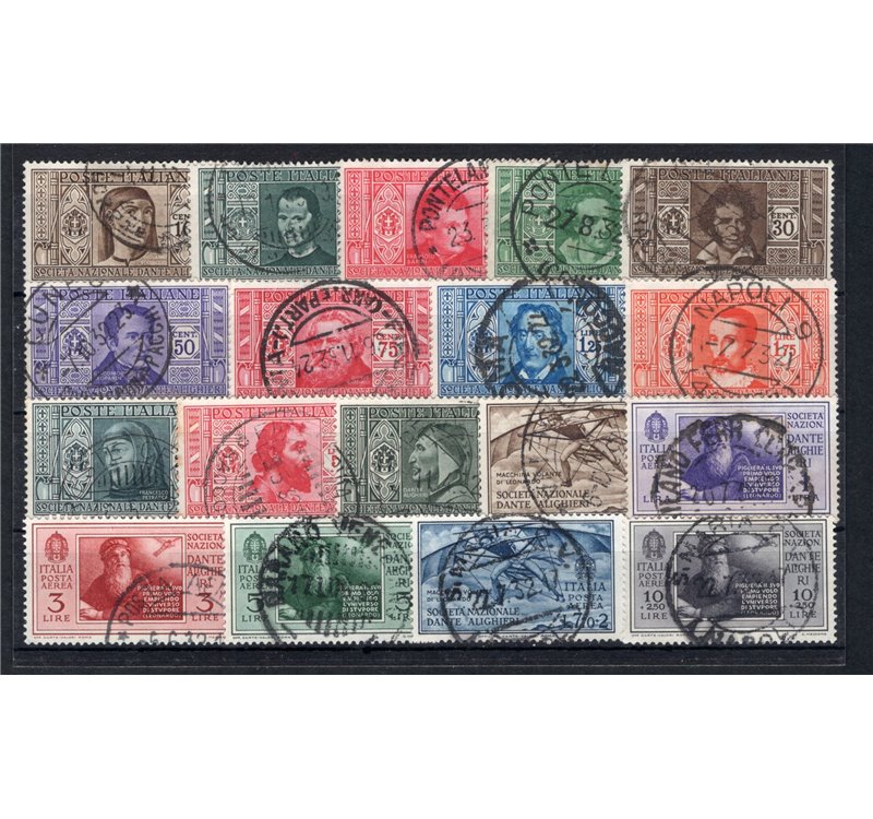 1932 - Dante, serie n° 303/14 + P.A. 26/31. Firm.: Raybaudi. Cert.: IC. Cat. € 2.450 (U)