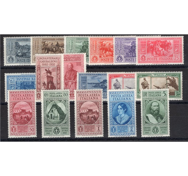 1932 - Garibaldi, serie n° 315/24 + P.A. 32/38. Cert.: IC. Cat. € 825 (**)