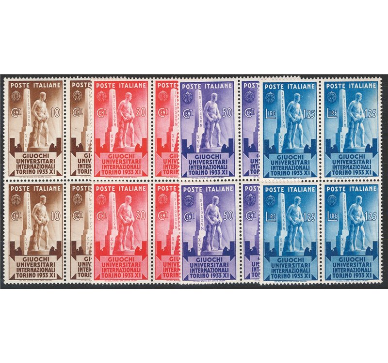 1932 - Universiadi, serie n° 341/44 in quartina. Cat. € 130 (**)