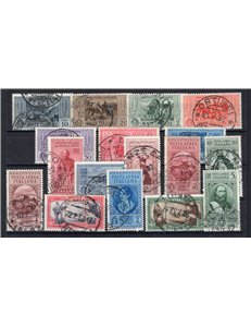1932 - Garibaldi, serie n° 315/24 + P.A. 32/8 con annulli originali in data. Firm.: Chia - ED. Cert.: IC. Cat. € 850 (U)