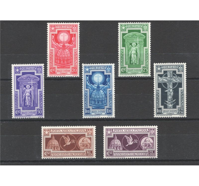 1933 - Anno Santo, serie n° 345/49 + P.A. 54/55. Cat. € 175 (**)