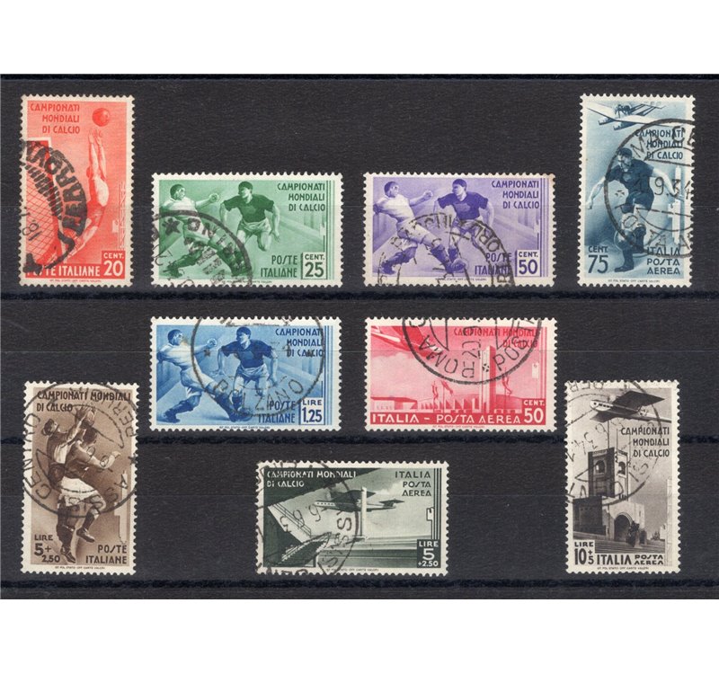 1934 - Calcio, serie n° 357/61 + P.A. 69/71. Cert.: IC. Cat. € 2.775 (U)