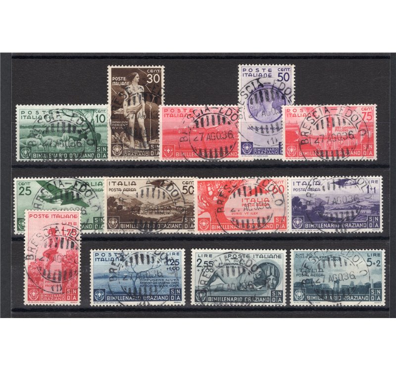 1936 - Orazio, serie n° 398/405 + P.A. 95/98. Cert.: IC. Cat. € 2.450 (U)