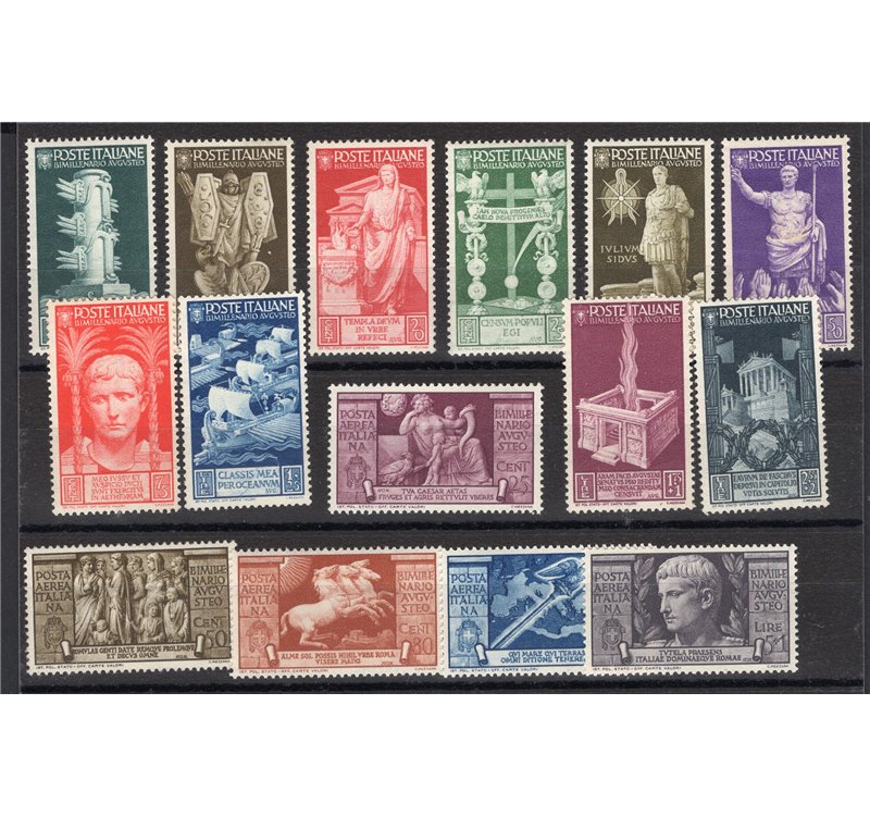 1937 - Augusto, serie n° 416/25 + P.A. 106/10 con ottima centratura. Cert.: Biondi. Cat. € 1.800 (**)