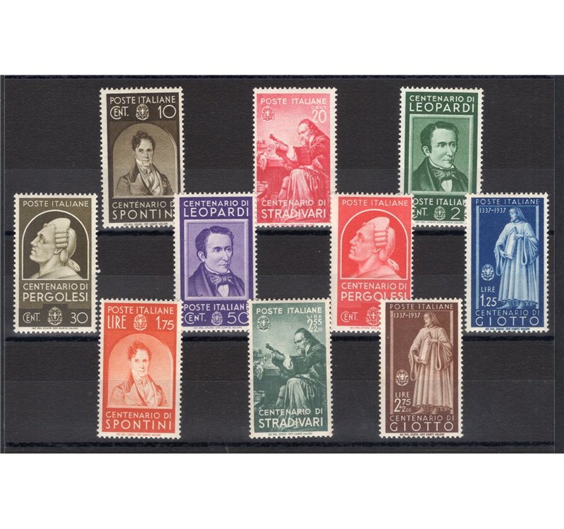 1937 - Uomini Illustri, serie n° 426/35. Cat. € 200 (**)