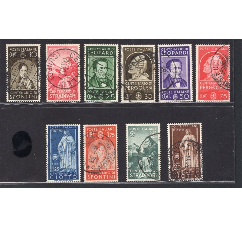 1937 - Uomini Illustri, serie n° 426/35. Cert.: IC. Cat. € 950 (U)