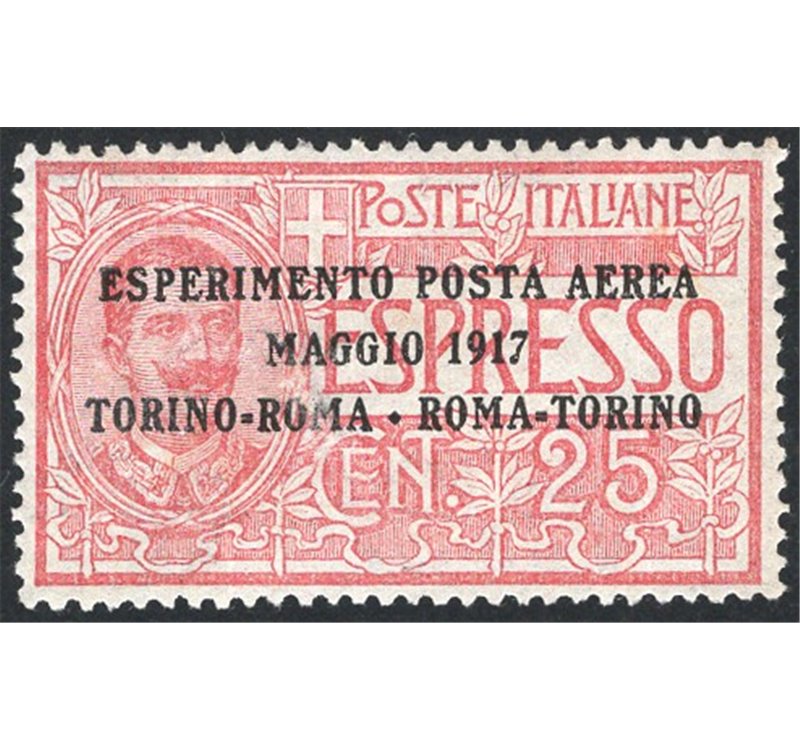 1917 - P.A. Volo Torino - Roma - Torino, n° 1 con ottima centratura. Cat. € 270 (**)