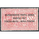 1917 - P.A. Volo Torino - Roma - Torino, n° 1 con ottima centratura. Cat. € 270 (**)
