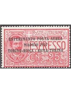 1917 - P.A. Volo Torino - Roma - Torino, n° 1. Cat. € 90 (**)