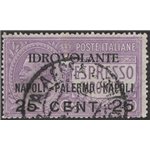 1917 - P.A. Volo Napoli - Palermo - Napoli 25 c., serie n° 2. Cat. € 85 (U)