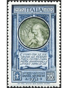 1932 - P.A. Dante 100 £, n° 41 con ottima centratura. Cert.: Biondi. Cat. € 330 (**)