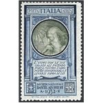 1932 - P.A. Dante 100 £ azzurro e oliva su carta sottile, n° 41A. Cat. € 800 (**)
