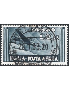 1/6/1933 - P.A. espresso aereo 2,25 £ ardesia, n° 44. Firm.: Chia. Cert.: IC. Cat. € 325 (U)