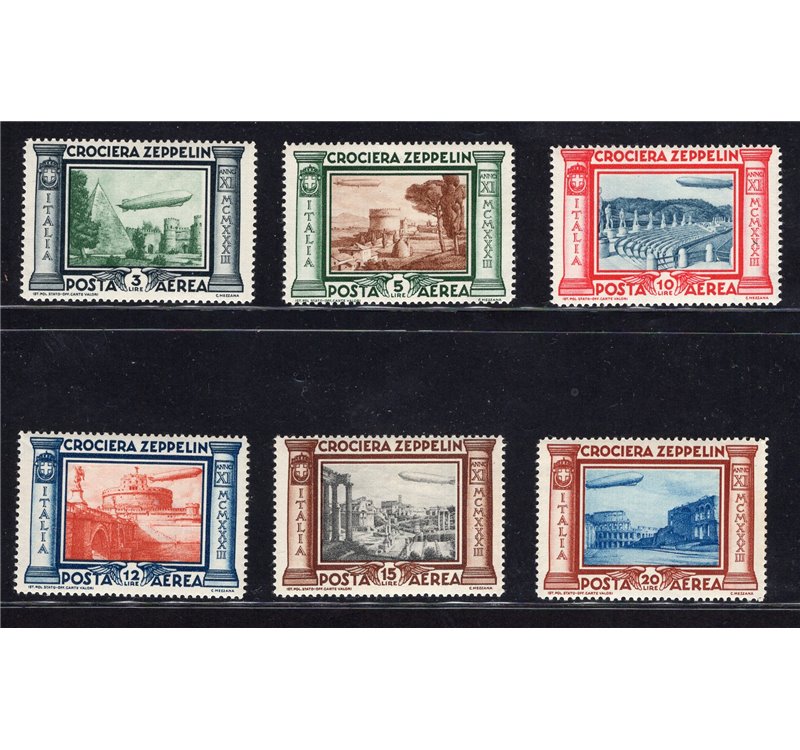 1933 - P.A. Crociera Zeppelin, serie n° 45/50. Cert.: IC. Cat. € 450 (**)