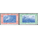 1933 - P.A. Crociera Balbo le pale di destra dei due trittici con i valori postali della soprattassa aerea per l'Europa e l'Amer