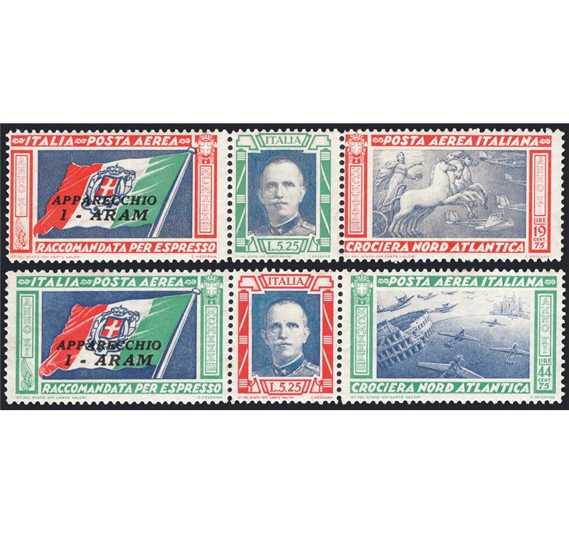 1933 - P.A. Trittici I-Aram, serie n° 51/52. Firm.: Chia. Cert.: IC. Cat. € 750 (**)