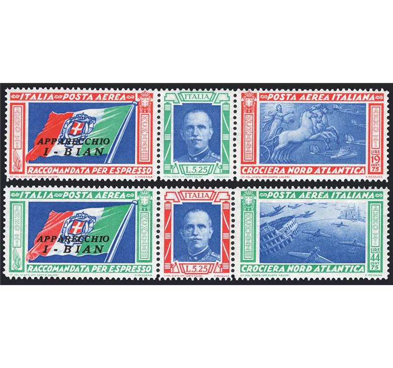 1933 - P.A. Trittici I-Bian, serie n° 51B/52B. Firm.: Chia. Cert.: IC. Cat. € 750 (**)