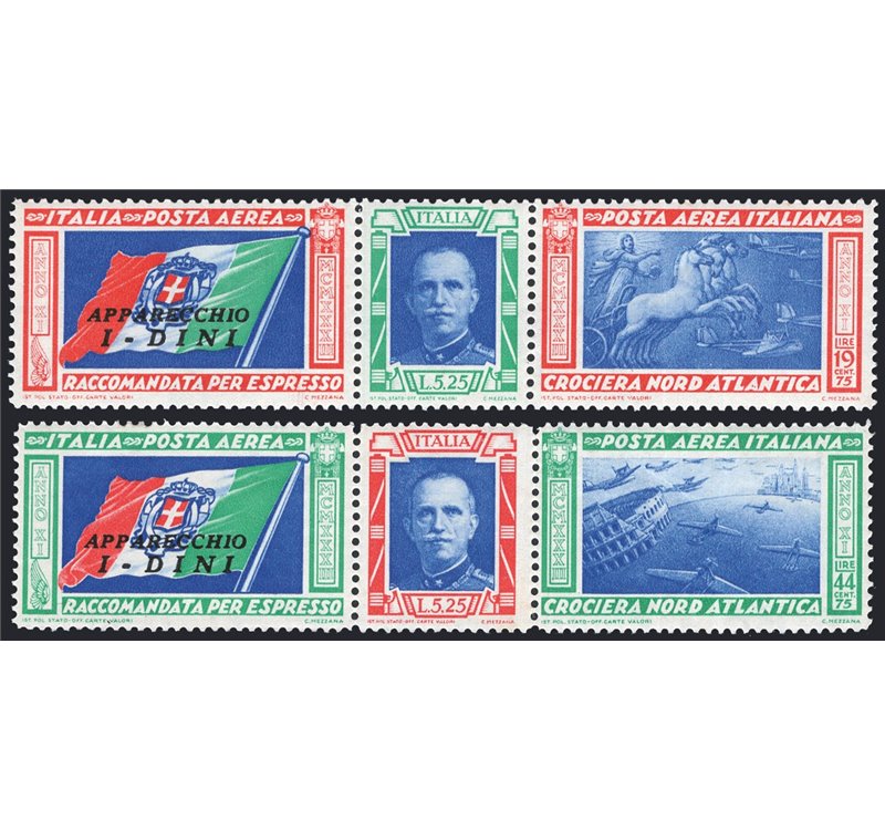 1933 - P.A. Trittici I-Dini, serie n° 51F/52F. Firm.: Chia. Cert.: IC. Cat. € 750 (**)