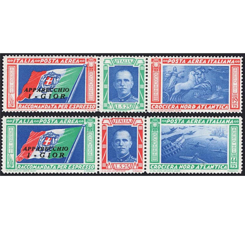 1933 - P.A. Trittici I-Giorg, serie n° 51G/52G. Firm.: Chia. Cert.: IC. Cat. € 750 (**)
