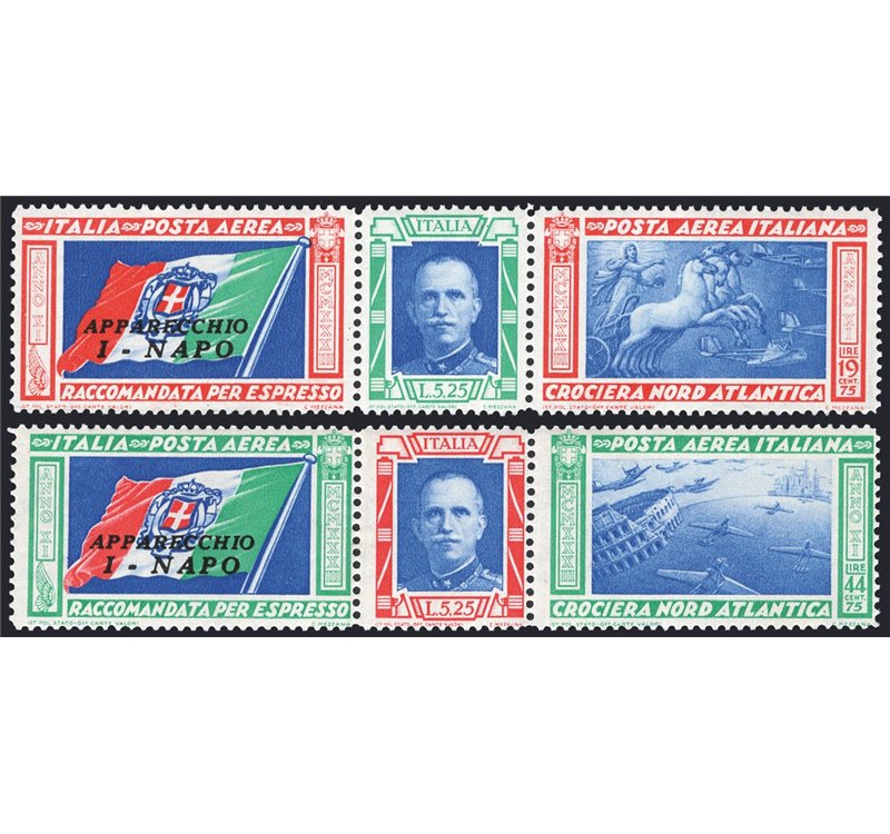 1933 - P.A. Trittici I-Napo, serie n° 51M/52M. Firm.: Chia. Cert.: IC. Cat. € 750 (**)
