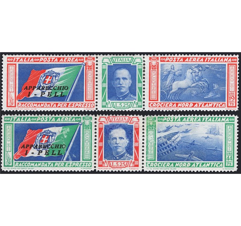 1933 - P.A. Trittici I-Pel, serie n° 51N/52N. Firm.: Raybaudi. Cert.: IC. Cat. € 750 (**) 