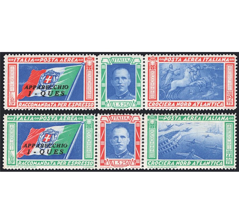 1933 - P.A. Trittici I-Ques, serie n° 51O/52O. Firm.: Chia. Cert.: IC. Cat. € 750 (**) 