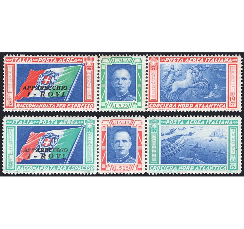 1933 - P.A. Trittici I-Rovi, serie n° 51R/52R. Firm.: Chia. Cert.: IC. Cat. € 750 (**) 