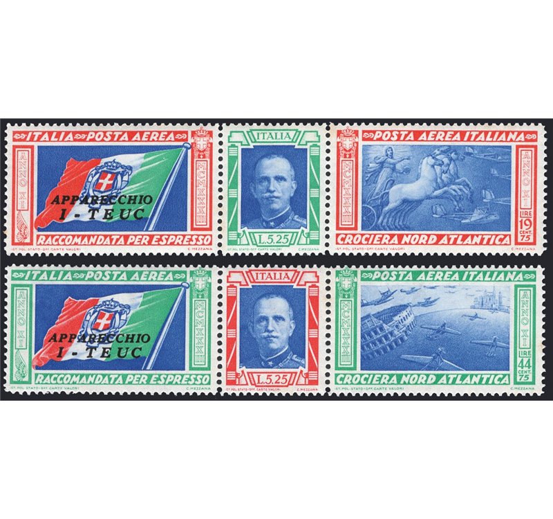 1933 - P.A. Trittici I-Teuc, serie n° 51S/52S. Firm.: Chia. Cert.: IC. Cat. € 750 (**) 