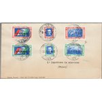 1933 - P.A. Crociera Nord Atlantica Balbo, la serie (trittici staccati) “Balb” su ampio frammento delle Poste annullata il 6° gi