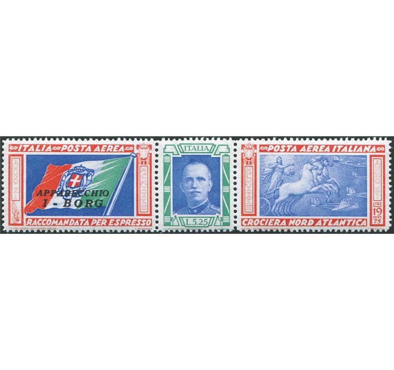 1933 - P.A. Trittici I-Borg varietà ciuffo, n° 51Da. Cert.: Biondi. Cat. € 4.5000 (**)
