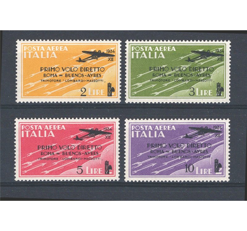 1934 - P.A. Volo Roma - Buenos Aires, serie n° 56/59. Cat. € 150 (**)