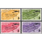1934 - P.A. Volo Roma - Buenos Aires, serie n° 56/59 con annulli speciali del volo. Cert.: IC. Cat. € 1.250 (U)