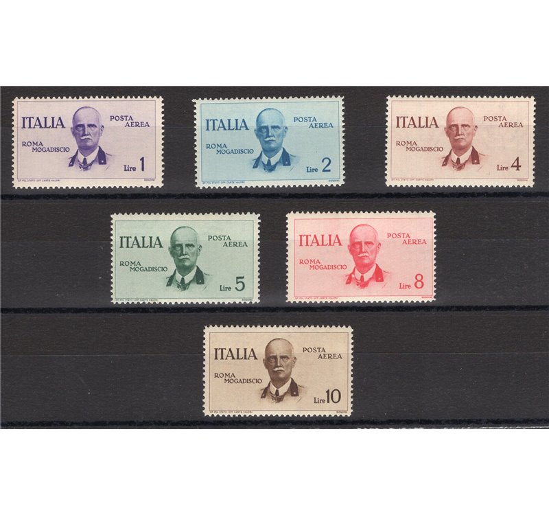 1934 - P.A. Volo Roma - Mogadiscio, serie n° 83/88. Cert.: IC. Cat. € 250 (**)