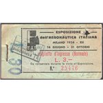 Tematica esposizione dell'Aeronautica Italiana, carnet contenente i vari biglietti (5) d'ingresso. Molto raro probabilmente unic