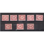 1875 - Servizio cifra in ovale, serie n° 1/8. Firm.: Raybaudi. Cat. € 260 (**)