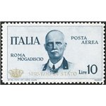 1934 - Servizio Aereo Volo Roma - Mogadiscio 10 £ ardesia con soprast. in oro "Servizio di Stato" e coroncina, n° 2. Cert.: IC. 