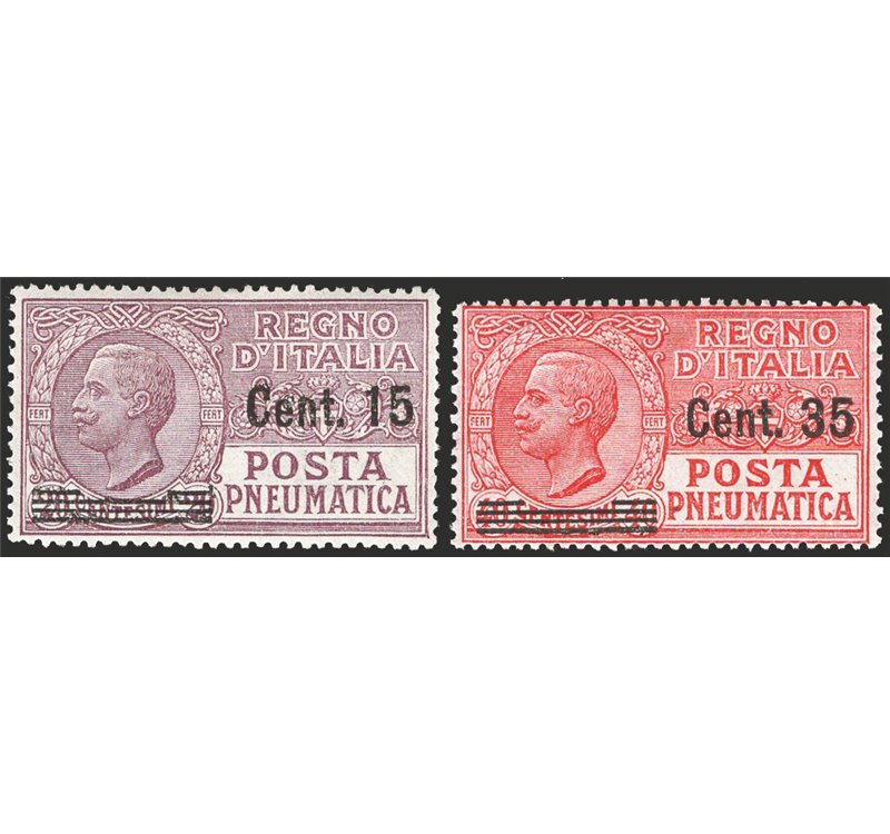 1925 - Posta pneumatica, serie n° 10/11 con ottima centratura. Cat. € 220 (**)